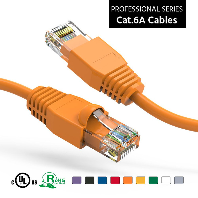 35 Foot Cat 6A UTP 10 Gigabit Ethernet Network Booted Cable - Orange - Ships from California