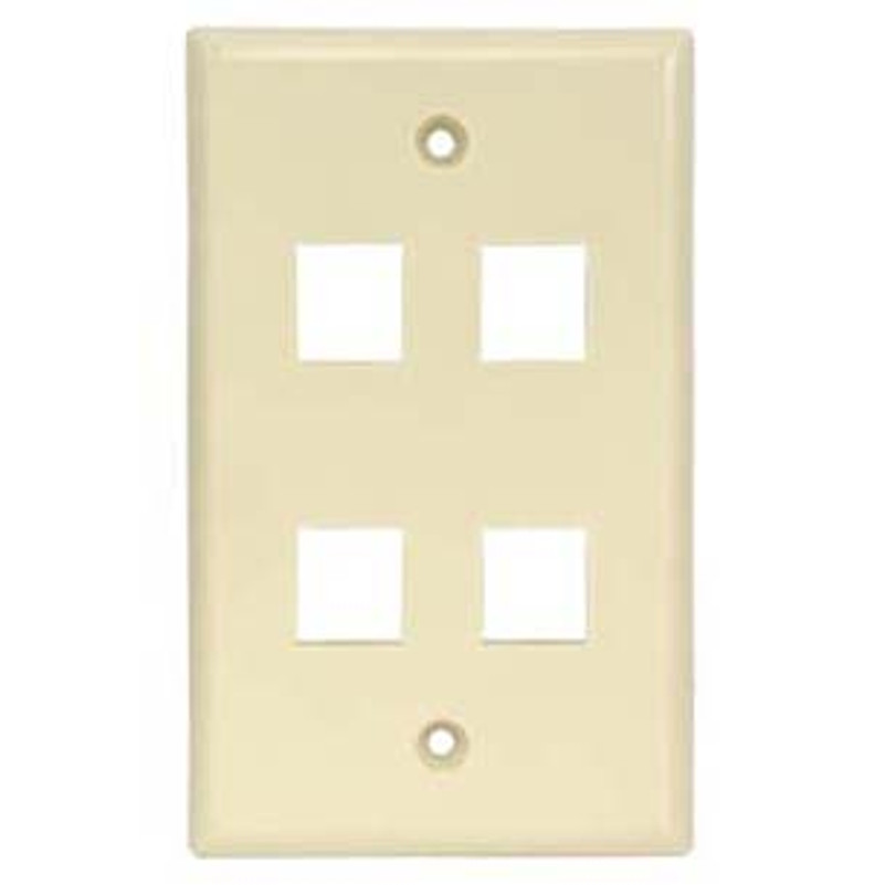 4 Port Smooth Faced Wall Plate for Keystone Jacks - Ivory