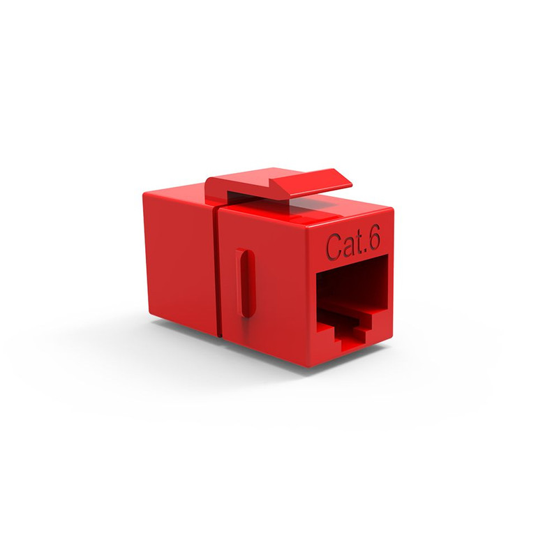 Single Inline Cat6 Keystone Coupler for Wall Plates - Red