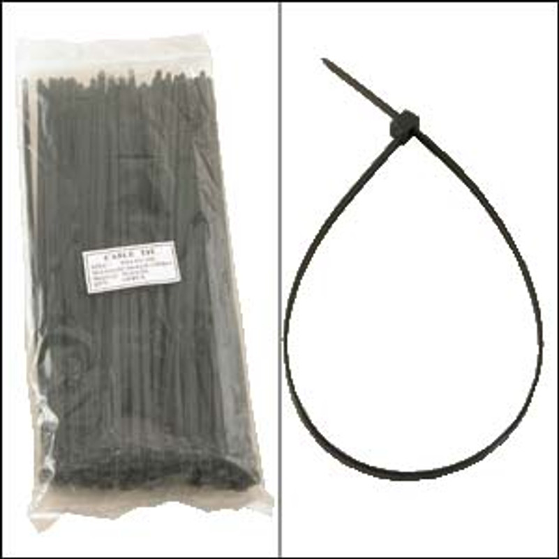 12 Inch Black Nylon Cable Ties - 100 Pack