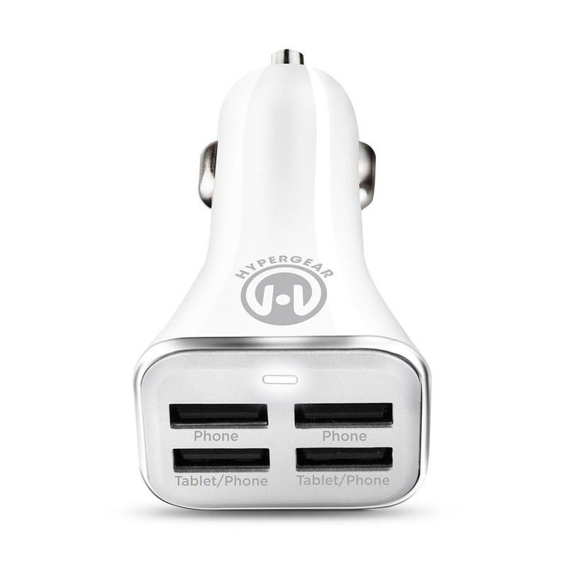 HyperGear High-Power Quad USB 6.8A Car Charger - White