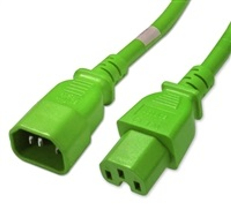 3 Foot Green IEC320 C14/C15 14AWG 15A 250V Power Cable