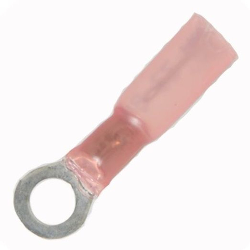 Insulated Heat Shrink #10 Ring Terminal, Red 22-16awg - 10 Pack