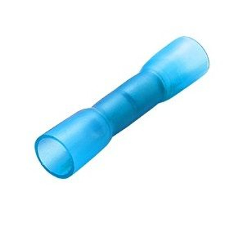 Insulated Heat Shrink Butt Connector, Blue 16-14awg - 10 Pack