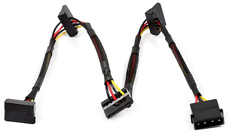 OKGear 24" 4 Pin Molex to (4) SATA II Right Angle Power Cables, with Net Jacket