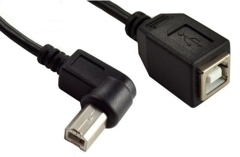 9 Inch USB 2.0 Left Angle Type B Male to Type B Female Adapter Cable