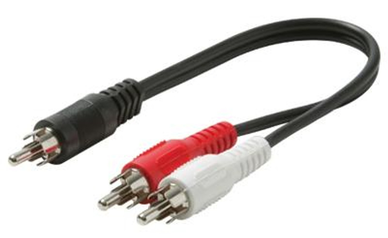 6 Inch Adapter Cable, 2 RCA Plugs to 1 RCA Plug