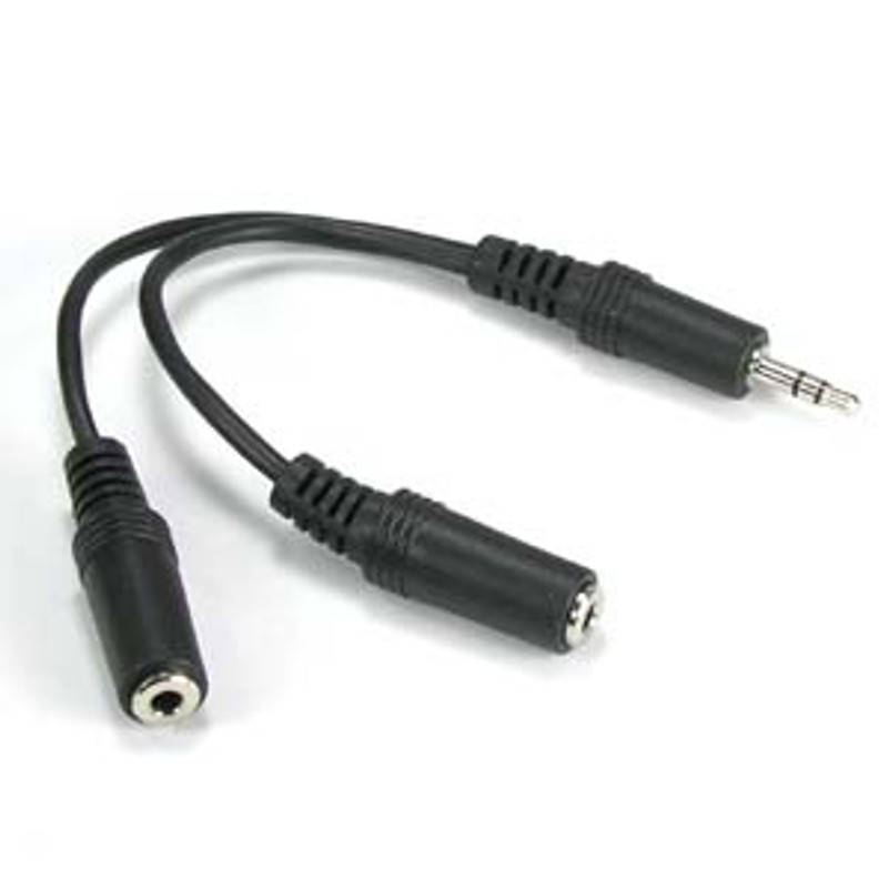 4 Inch Adapter Cable, 3.5mm Stereo Plug to 2 3.5mm Stereo Jacks