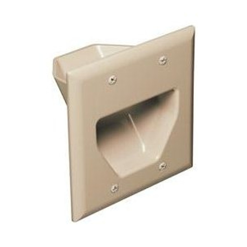 DataComm Double Gang Recessed Low Voltage Cable Wall Plate - Ivory