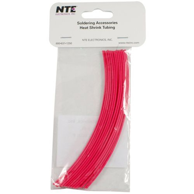 NTE Heat Shrink 1/16" Red 2:1 6" Long, 30 Pieces  - Red