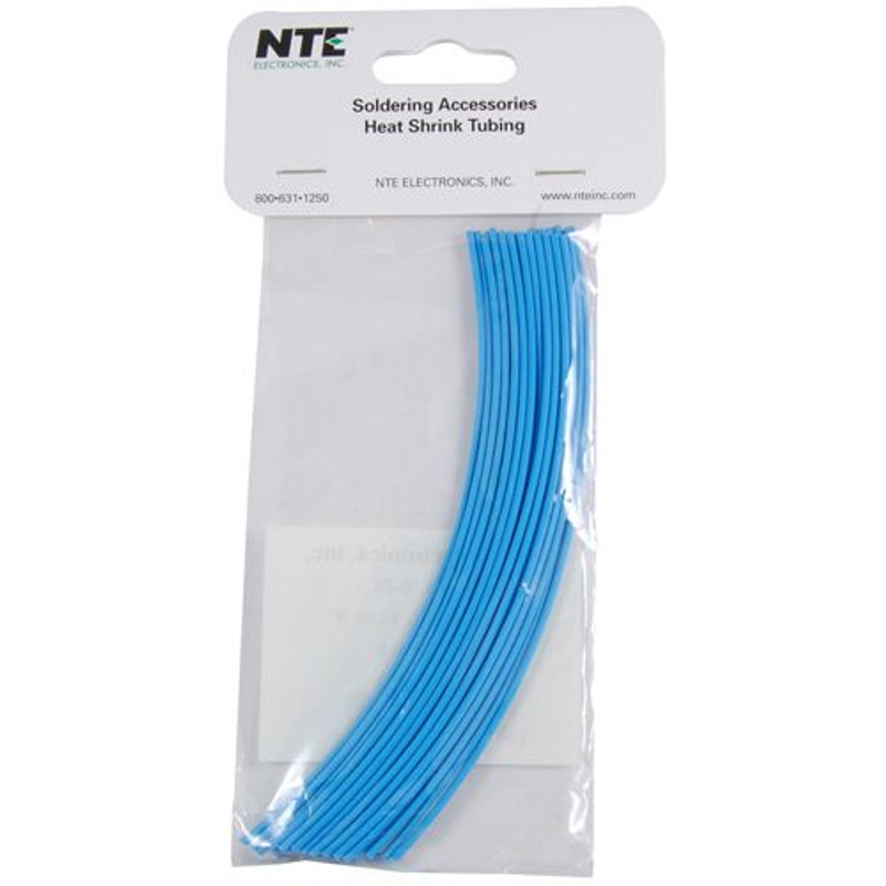 NTE Heat Shrink 1/8" Blue 2:1 6" Long, 30 Pieces  - Blue