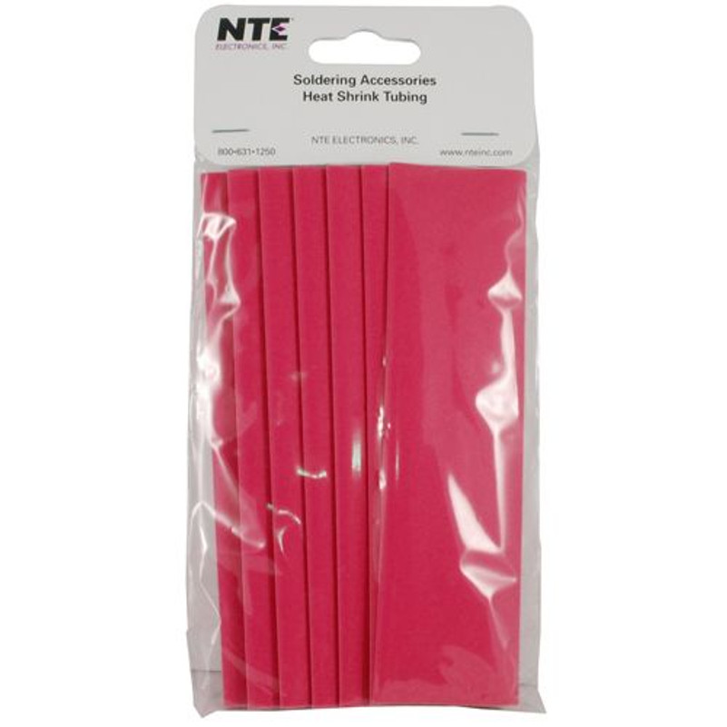 NTE Heat Shrink 1" Red 2:1 6" Long, 7 Pieces  - Red