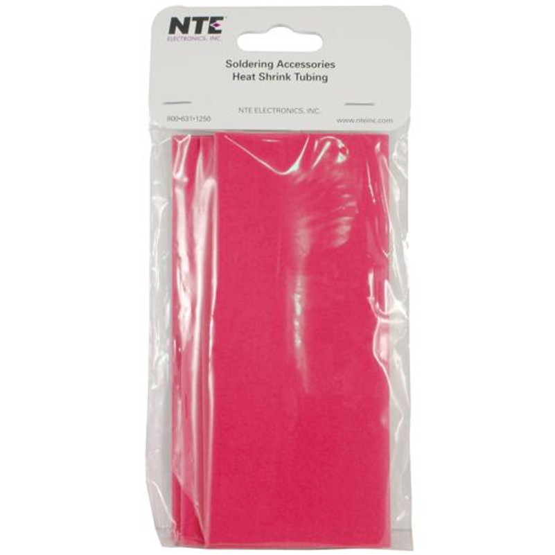 NTE Heat Shrink 1 1/2" Red 2:1 6" Long, 4 Pieces  - Red