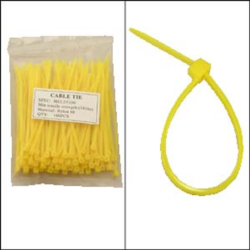 Bag of 100 4" Yellow Cable Ties