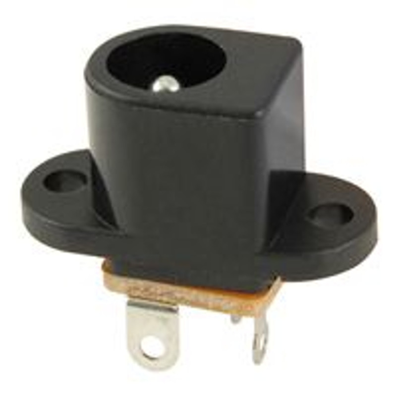 NTE Power Jack DC Panel Mount 5.0mm X 2.1mm 24V 2amp Metal And Pom .350 X .430 Inch Mounting Hole 3 Lead