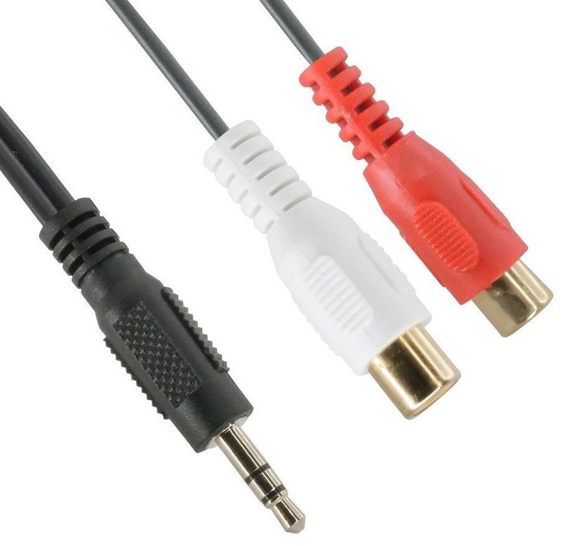 6 Foot Gold Plated 3.5mm Male to Dual Female RCA Jacks