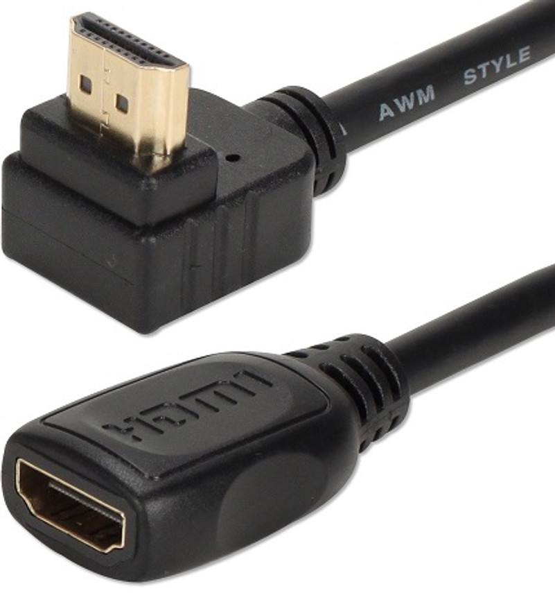 6 Inch Up Angle High Speed HDMI Male to Female UltraHD 4K Flex Adaptor