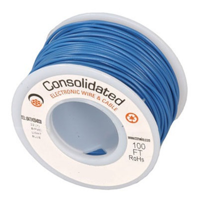 Blue 25 Foot 28 AWG stranded hook-up wire