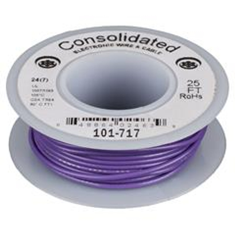 Purple 25 Foot 28 AWG stranded hook-up wire