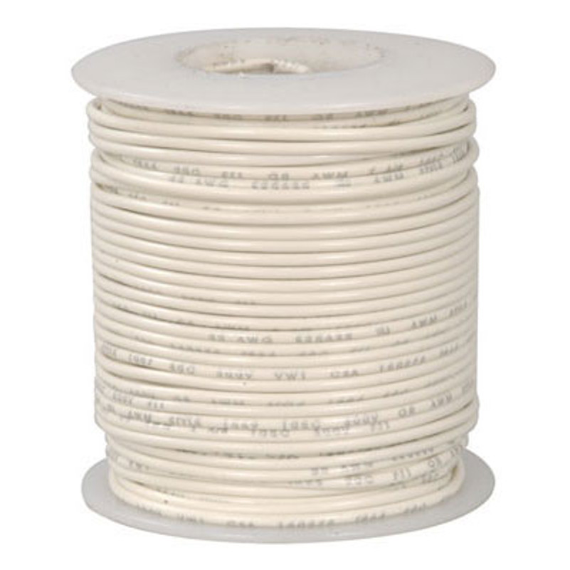 White 100 Foot 22 AWG stranded hook-up wire