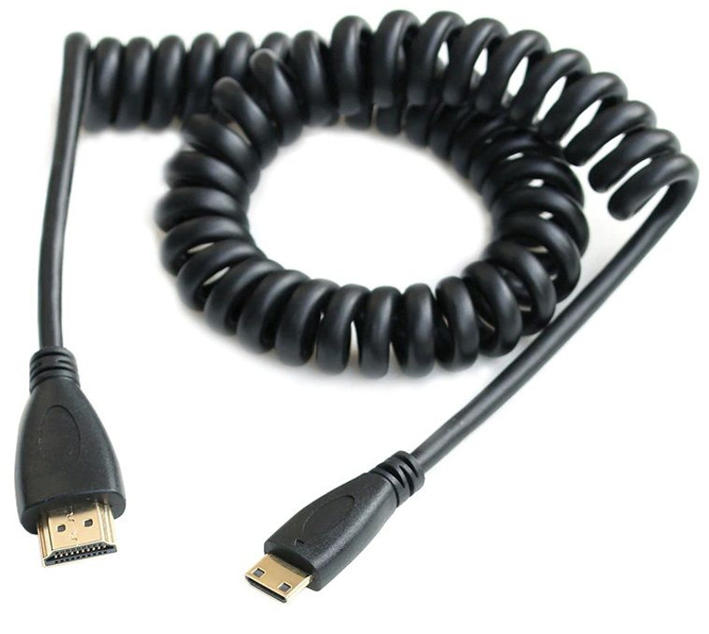 .5-1.5 Meter Coiled HDMI Male to Mini HDMI Male Straight Cable