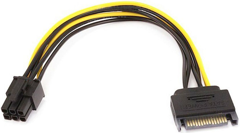 8 Inch SATA 15 pin power to 6 Pin PCI Express Card Power Cable Adapter