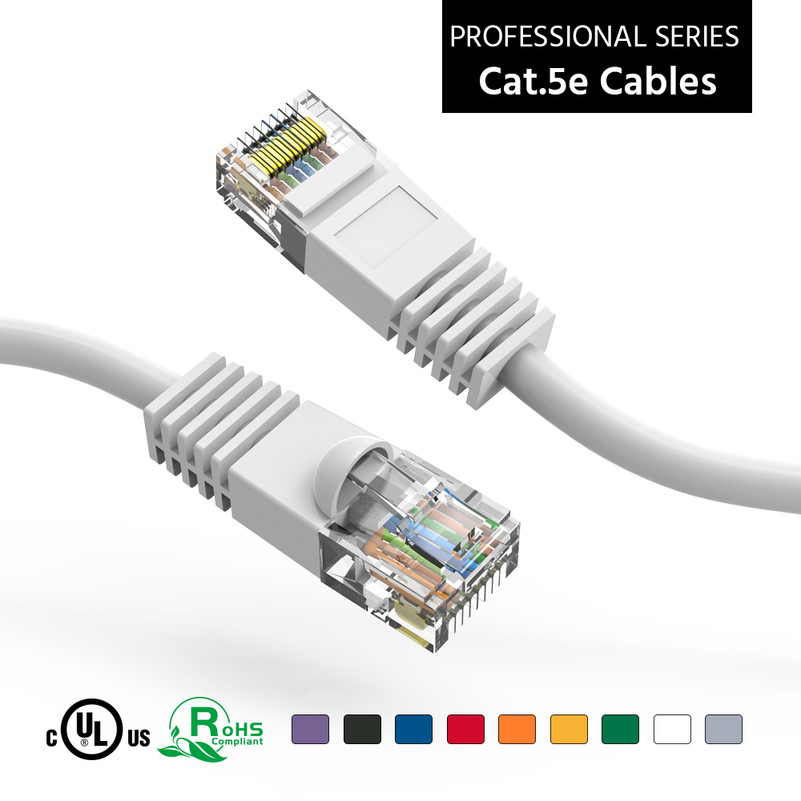 1 Foot Molded-Booted Cat5e Network Patch Cable - White