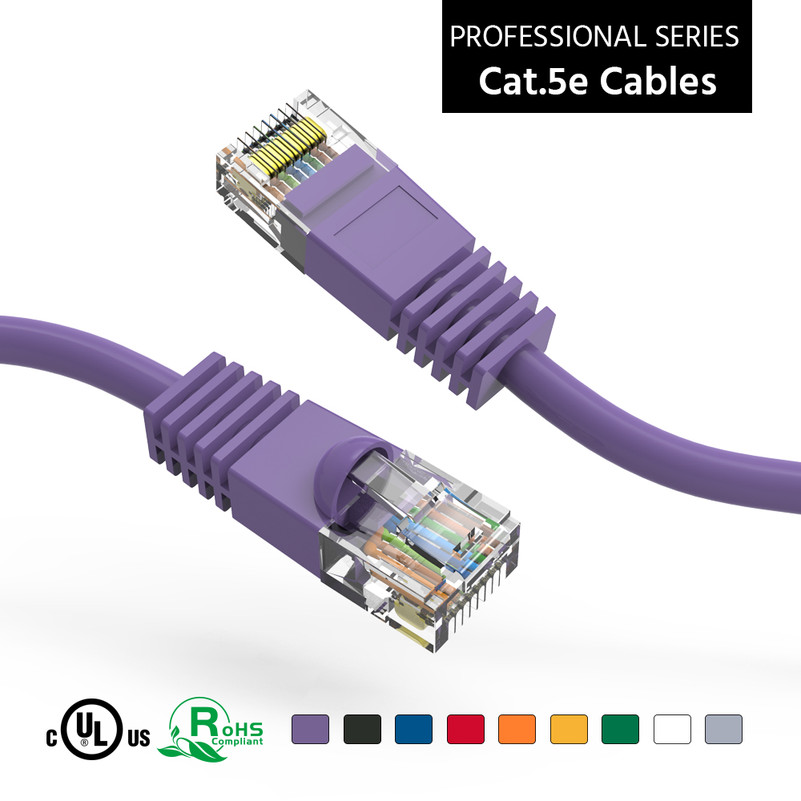 15 Foot Molded-Booted Cat5e Network Patch Cable - Purple