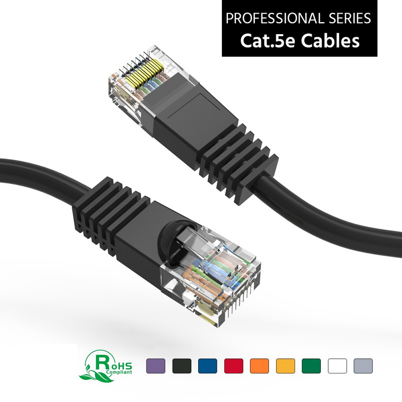 18 Inch Molded-Booted Cat5e Network Patch Cable - Black