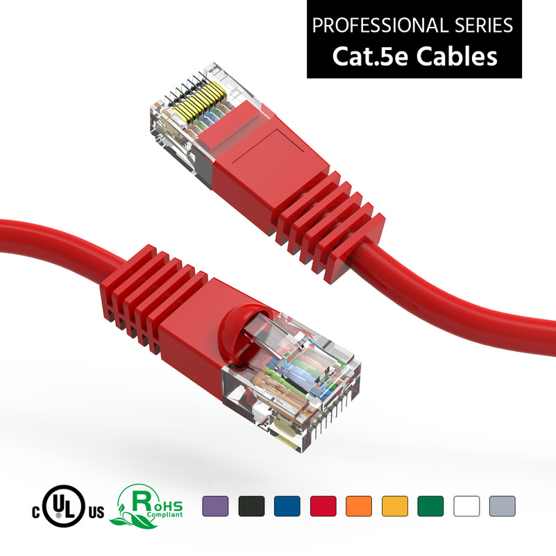 3 Foot Molded-Booted Cat5e Network Patch Cable - Red