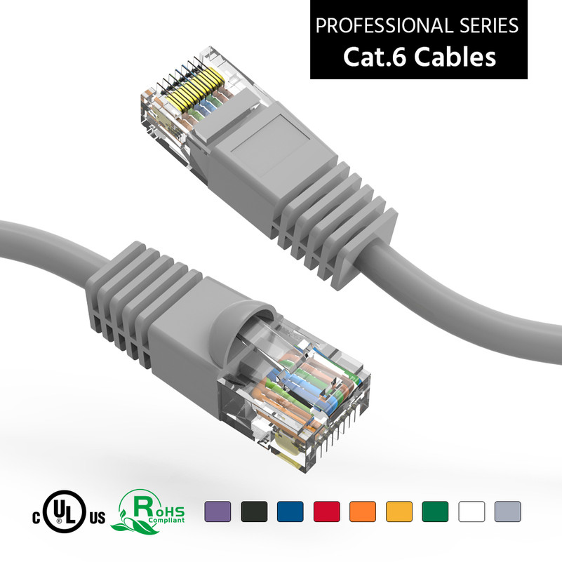 12 Foot 10Gbps Molded Cat 6 Ethernet Network Patch Cable - Gray