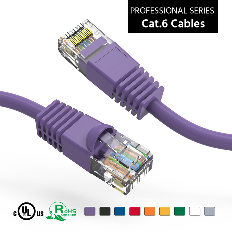 15 Foot 10Gbps Molded Cat 6 Ethernet Network Patch Cable - Purple
