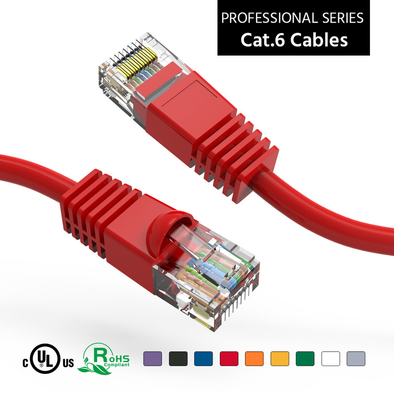 9 Foot 10Gbps Molded Cat 6 Ethernet Network Patch Cable - Red