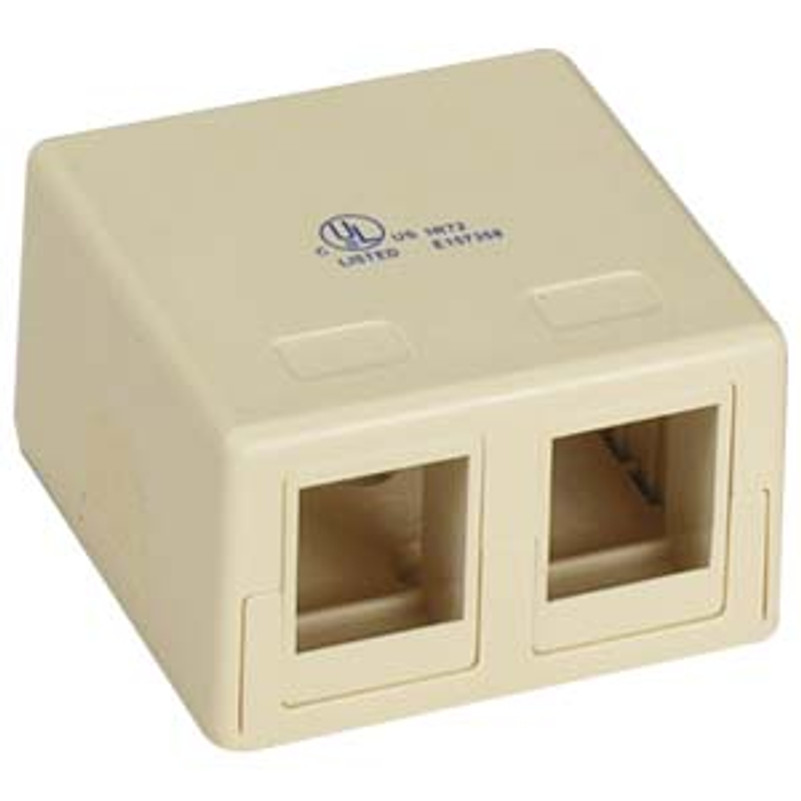 Double Port Empty Surface Mount Box - Ivory