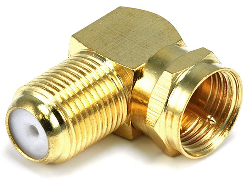 F-Type Right Angle Screw-on Plug Adapter - Gold Plated