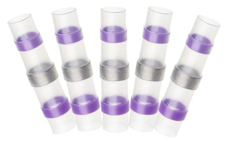 Heat Shrink Insulated Solder Sleeve Butt Connector, Purple, 14-12awg, 5 Pack