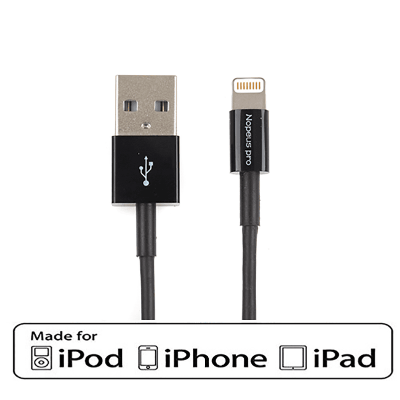 10 Foot Black Apple Certified MFi USB Type A to Lightning Charging Cable