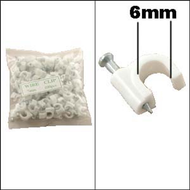 Nail-in Ethernet / RG59 Clip White 100pk (6mm)