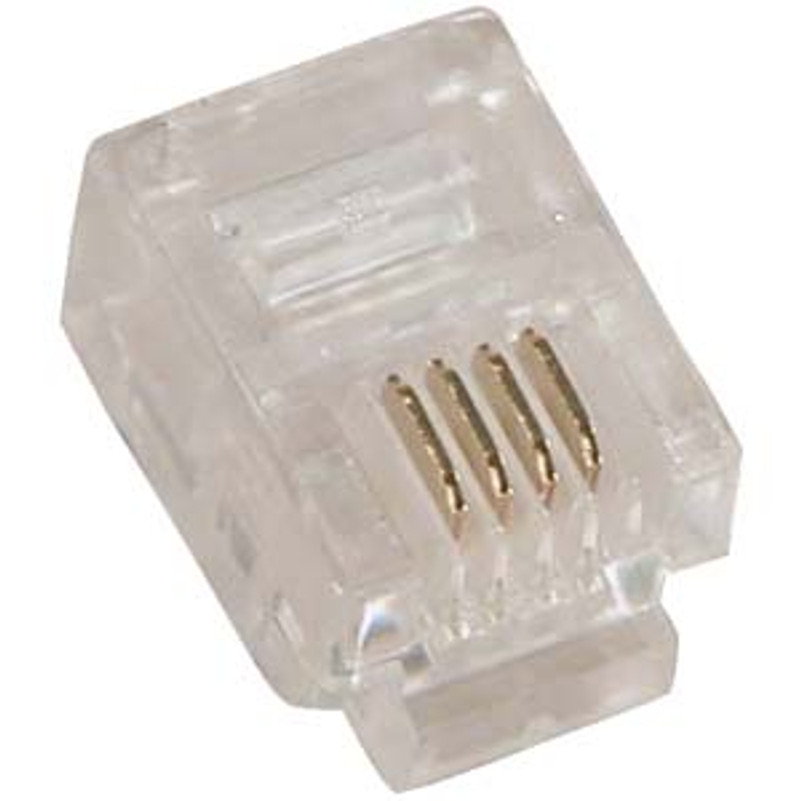 RJ11 6P4C ( 6 Position, 4 Conductor ) Plug for Solid Round Wire - 10 Pack