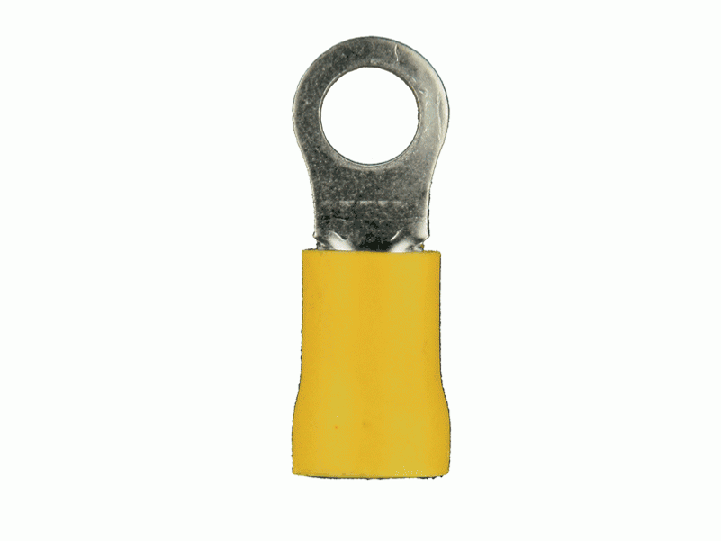 Yellow Vinyl Ring Terminal 4 Gauge 3/8 inch - Package of 5