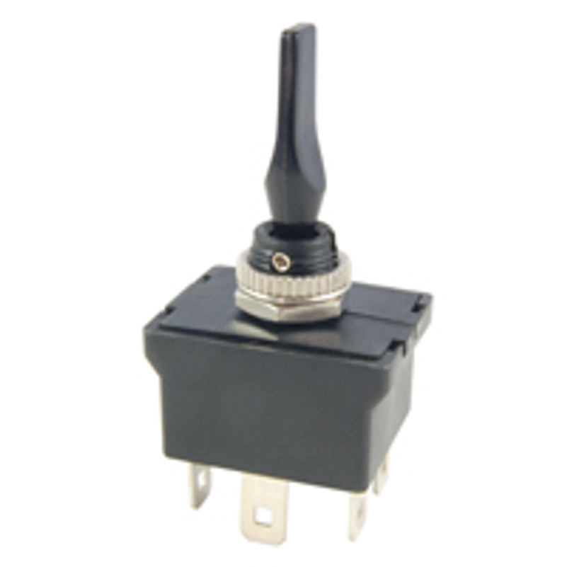 Switch Nylon Paddle Toggle Dpdt 20A 12vdc (on)-off-(on) Black .250 Inch Quick Connect Terminals