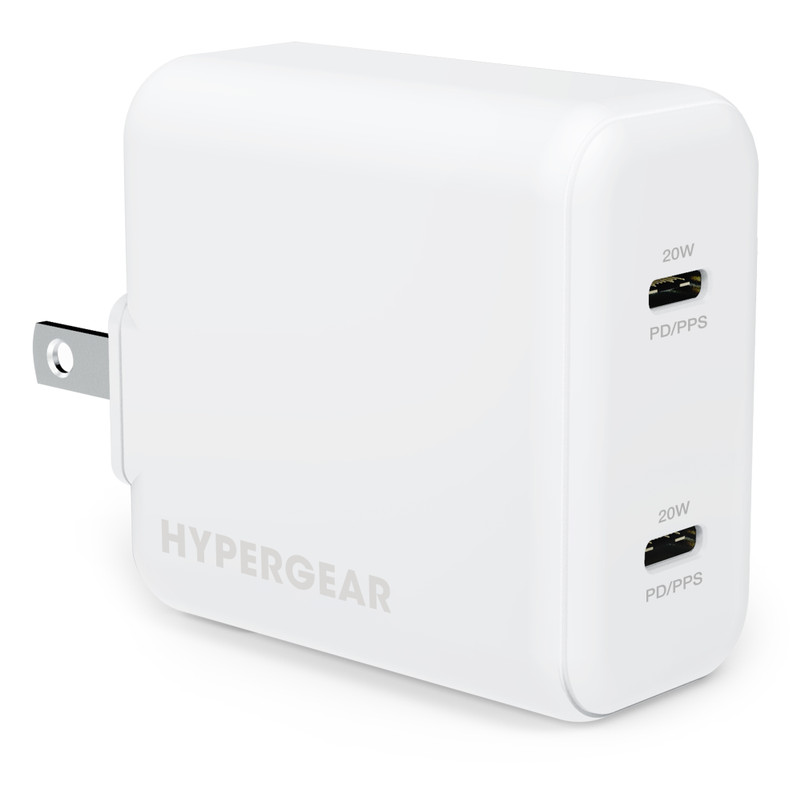 HyperGear SpeedBoost 20W USB-C PD + 20W USB-C PD Fast Wall Charger with PPS - White