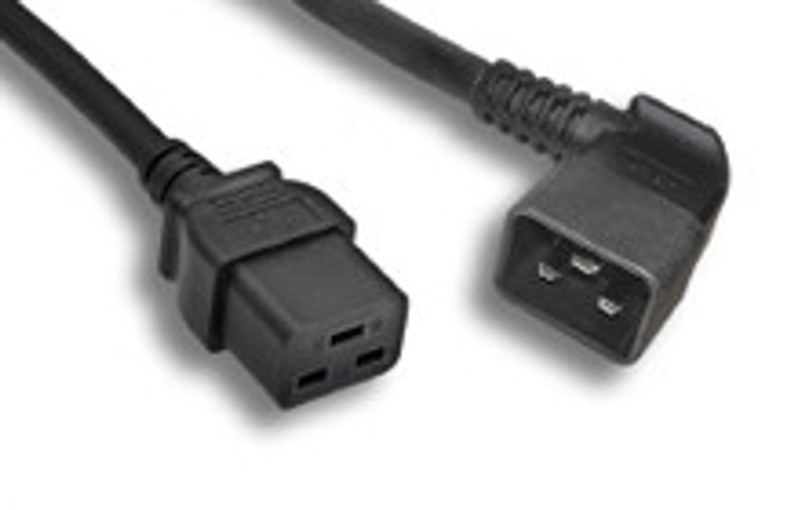 10 Foot 12 AWG 250V 20A C19 / Right Angled C20 Power Cord - Black