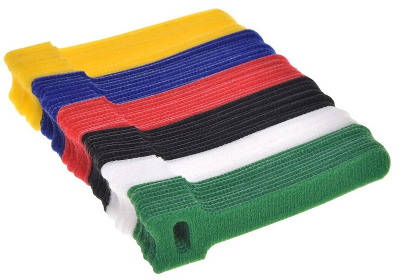 10cm Hook and Loop Wrap Strap 1/2" Width, 6 Colors, 60 Pack