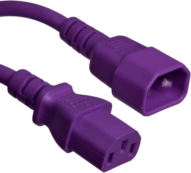 6 Foot 18 AWG Power Cable, IEC320 C13 to C14, 250V - Purple