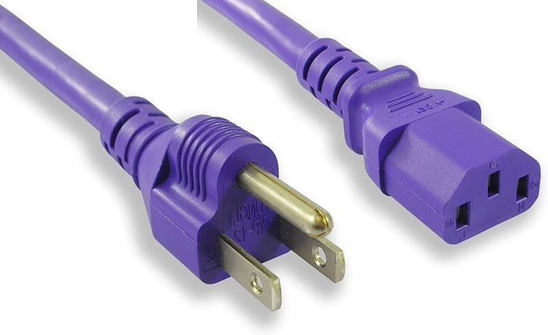 4 Foot 18AWG C13 to 5-15P 10A/125V Purple Power Cord