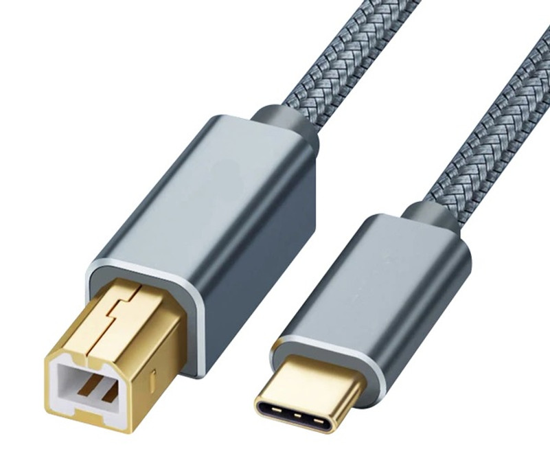 0.5 Meter USB Type C Male to USB Type B Male Braided Printer Cable with Gold Plated Ends
