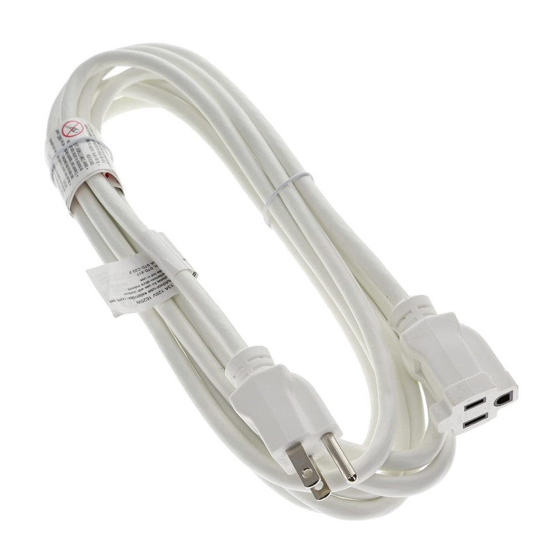 15 Foot 16/3 SJTW White Power Extension Cord