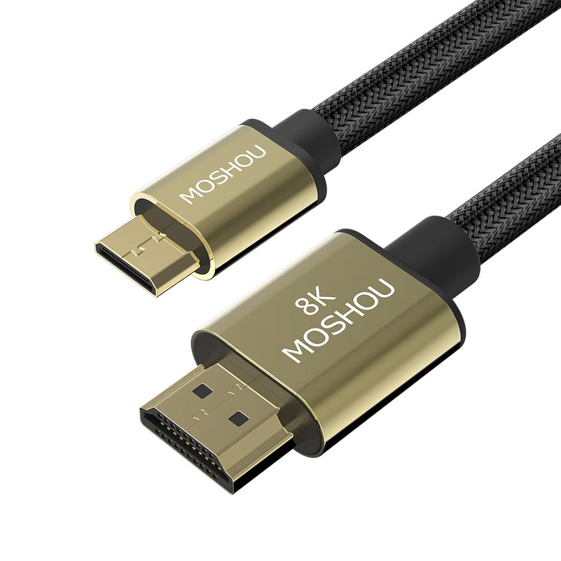 1 Meter 8K Mini HDMI to Standard HDMI Braided Cable