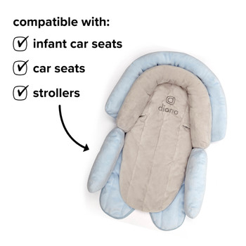 Diono Cuddle Soft 2-in-1 Baby Head Neck Body Support Pillow For Newborn Baby Super Soft Car Seat Insert Cushion, Perfect for Infant Car Seats, Convertible Car Seats, Strollers [Gray/Blue]